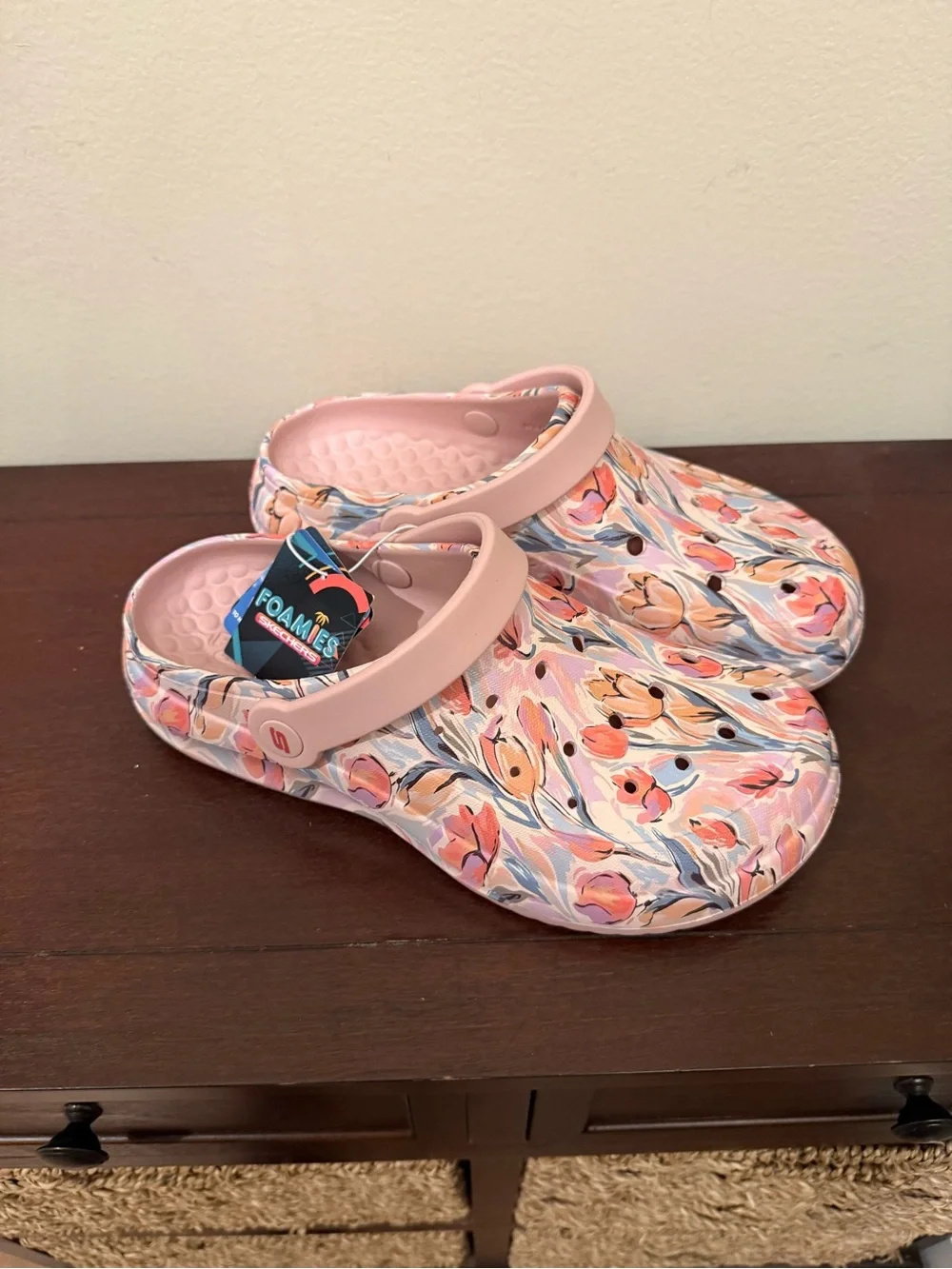 Skechers Pink Floral Foamies